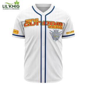 Hooktab 3D Printed Wing Zero Gundam Men’S Short Sleeve Anime Baseball Jersey