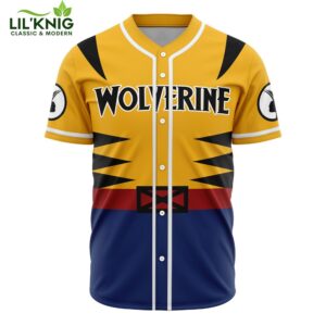 Hooktab 3D Printed Wolverine Marvel Men’S Short Sleeve Anime Baseball Jersey