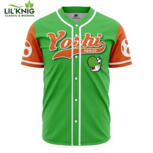 Hooktab 3D Printed Yoshi Squad Super Mario Bros Men’S Short Sleeve Anime Baseball Jersey