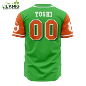 Hooktab 3D Printed Yoshi Squad Super Mario Bros Men’S Short Sleeve Anime Baseball Jersey