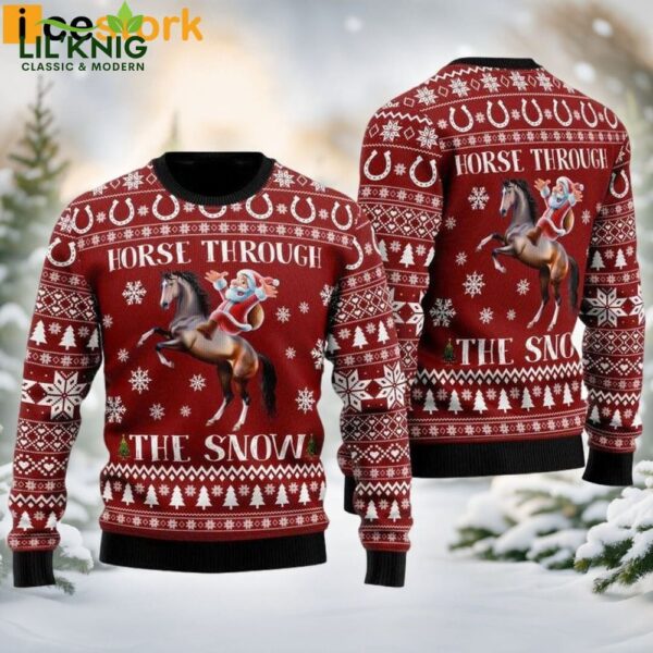 Horse Through The Snow Ugly Christmas Sweater