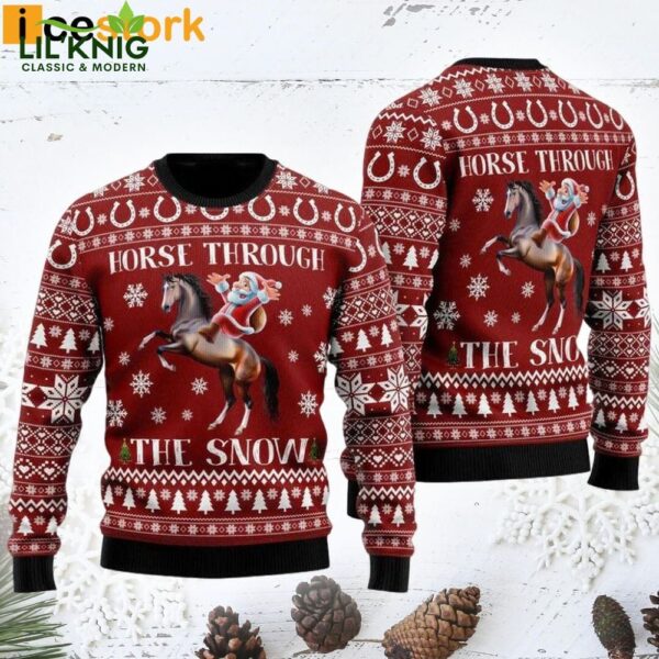 Horse Through The Snow Ugly Christmas Sweater