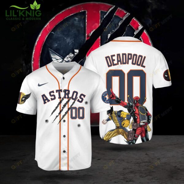 Houston Astros X Deadpool & Wolverine Baseball Jersey