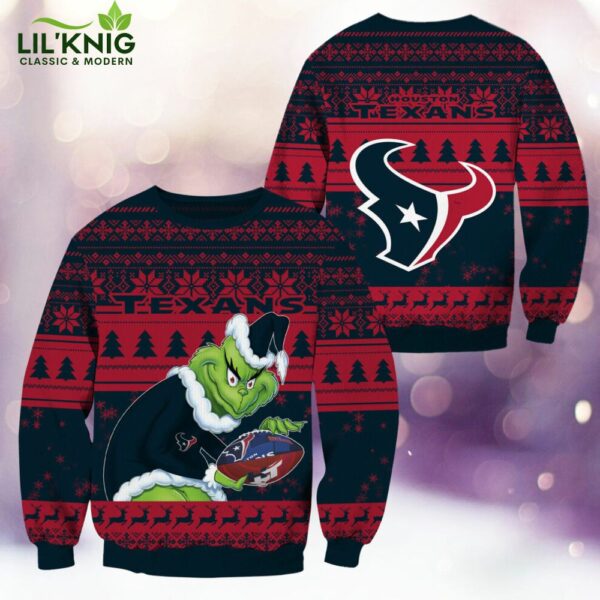 Houston Texans Christmas Grinch Knitted Sweater – Stylish Holiday Sweater