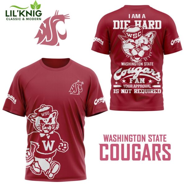 I Am A Die Hard Wsc Washington State Cougars 3D Red Shirt 2024