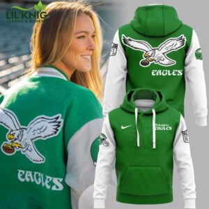 Iconic ’90s Philadelphia Eagles Letterman Jacket “Kelly Green” Hoodie