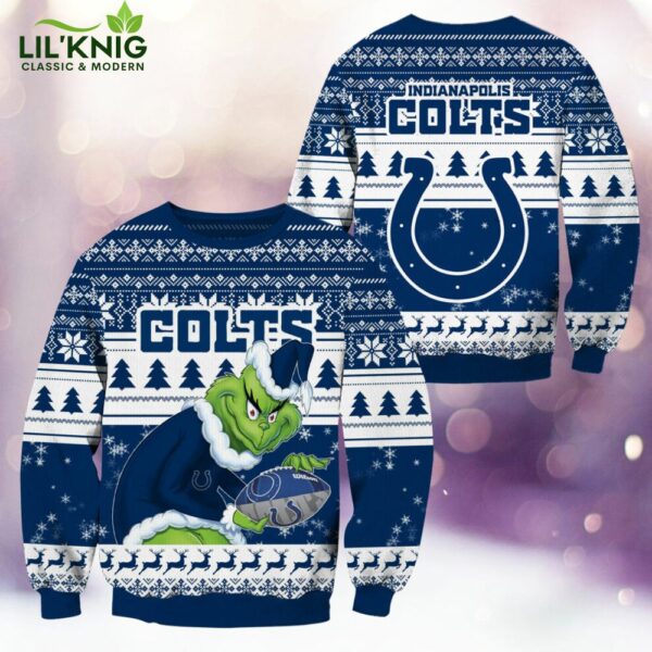 Indianapolis Colts Christmas Grinch Knitted Sweater – Show Off Your Team Spirit