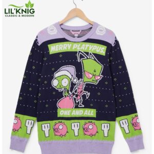 Invader Zim Gir And Zim Merry Platypus Holiday Sweater