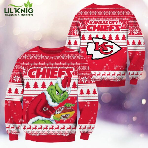 Kansas City Chiefs Christmas Grinch Knitted Sweater – Celebrate with the Grinch