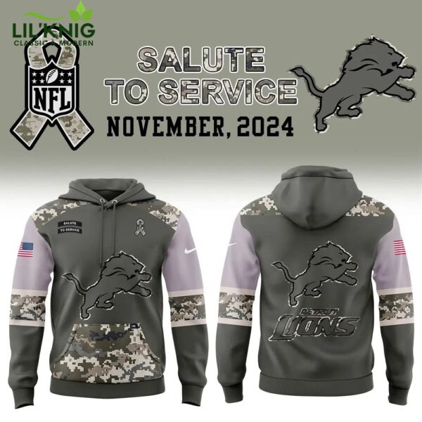 Limited Edition Detroit Lions 2024 Salute to Service Club Hoodie