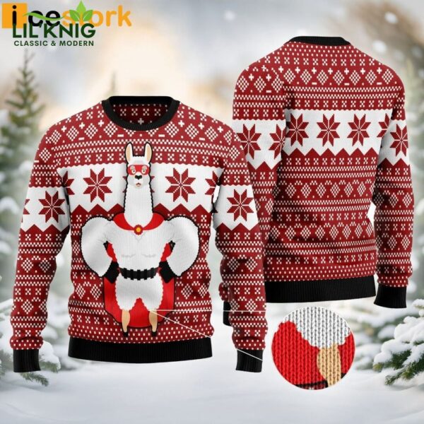 Llama Superhero Christmas Funny Ugly Sweater