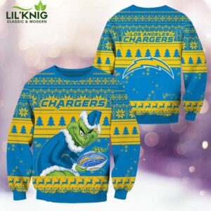 Los Angeles Chargers Christmas Grinch Knitted Sweater – Fun NFL Holiday Wear