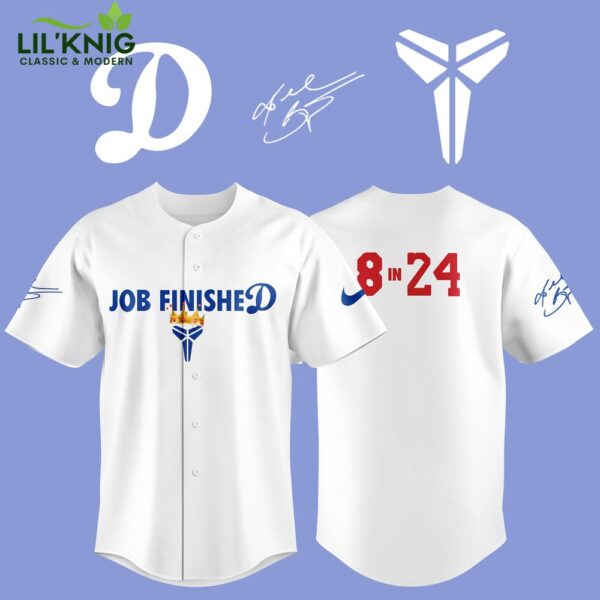 Los Angeles Dodgers Nike Gear Via Kobe Bryant & Vanessa Bryant “Job Finished 8 In 24” Unisex Jersey | Special Edition Dodgers Jersey