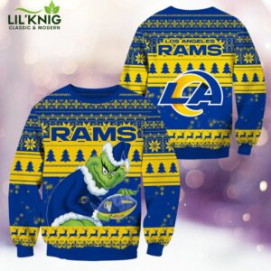 Los Angeles Rams Christmas Grinch Knitted Sweater – Stylish Fan Sweater