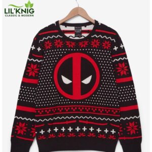 Marvel Deadpool Logo Patterned Holiday Sweater