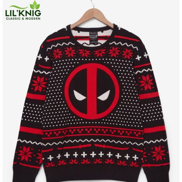 Marvel Deadpool Logo Patterned Holiday Sweater