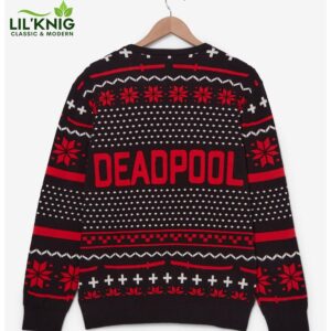 Marvel Deadpool Logo Patterned Holiday Sweater