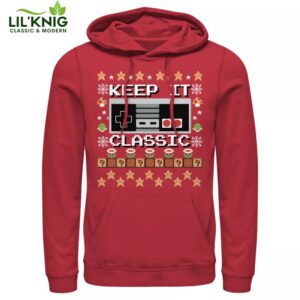 Men’S Nintendo Ugly Christmas Sweater Print Keep It Classic Pull Over Hoodie