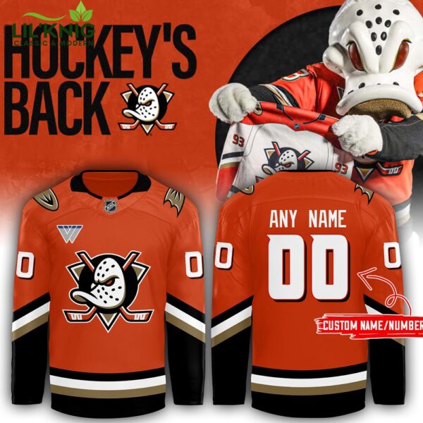 Men’s Anaheim Ducks Orange Home Breakaway Jersey, durable design, hockey tradition.