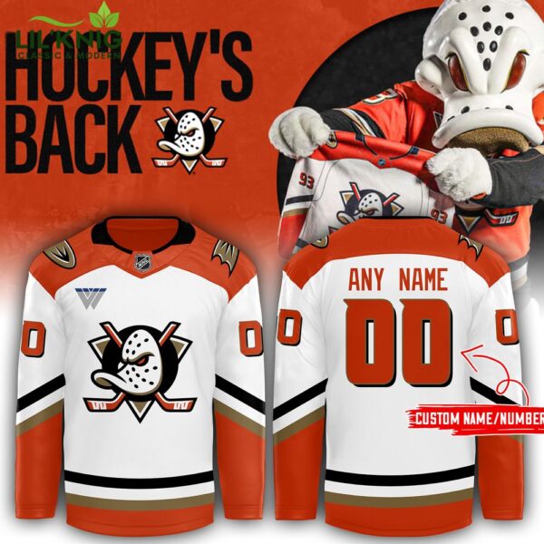 Men’s Anaheim Ducks Orange Home Breakaway Jersey, vibrant color, game day essentials.