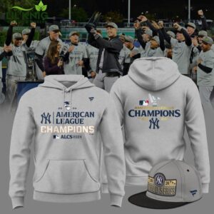 Men’s New York Yankees Fanatics Heather Gray 2024 American League Champions Locker Room Hoodie