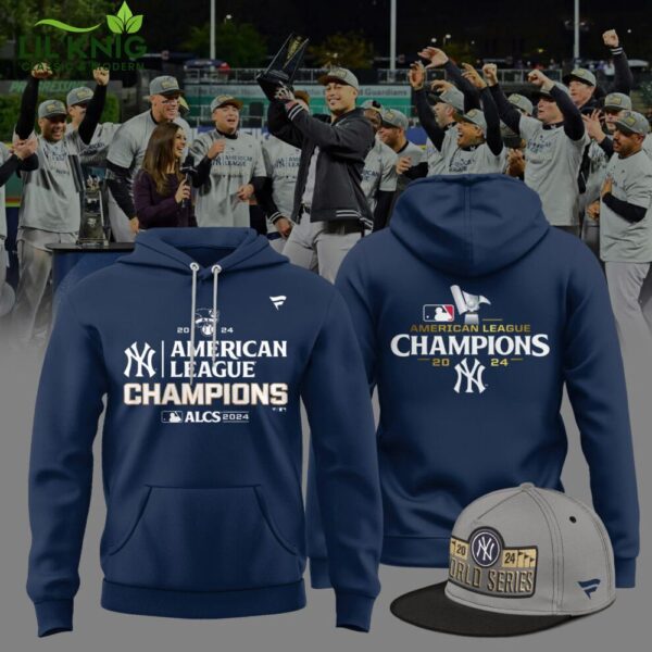 Men’s New York Yankees Fanatics Heather Navy 2024 American League Champions Locker Room Hoodie