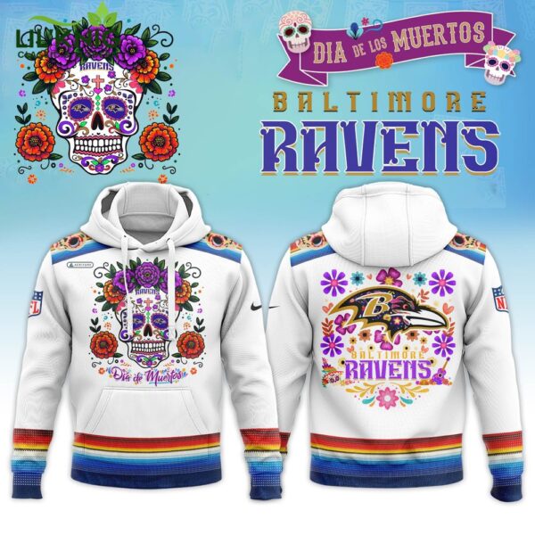 Men’s Nike Dia De Los Muertos Baltimore Ravens 2024 Pullover Hoodie