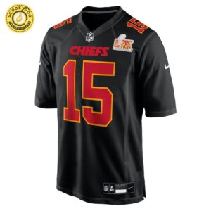 Men’s Nike Kansas City Chiefs Patrick Mahomes Super Bowl LIX Carbon Black Fashion Game Jersey