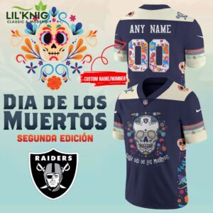 Men’s Nike Las Vegas Raiders 2024 NFL Dia De Los Muertos Premium Limited Personalized Jersey – Holiday Apparel