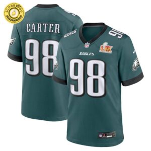 Men’s Nike Philadelphia Eagles Jalen Carter Super Bowl LIX Midnight Green Game Jersey