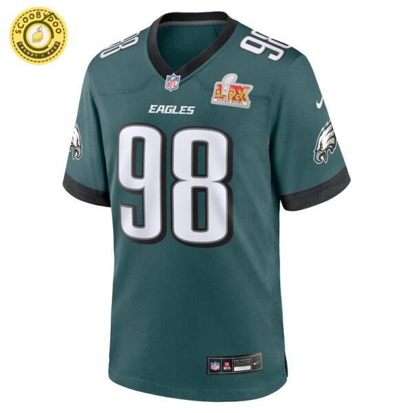 Men’s Nike Philadelphia Eagles Jalen Carter Super Bowl LIX Midnight Green Game Jersey