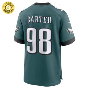 Men’s Nike Philadelphia Eagles Jalen Carter Super Bowl LIX Midnight Green Game Jersey