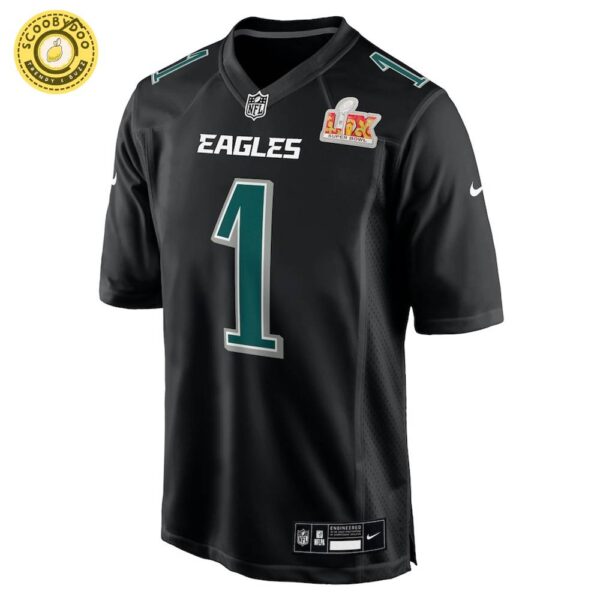 Men’s Nike Philadelphia Eagles Jalen Hurts Super Bowl LIX Carbon Black Fashion Game Jersey