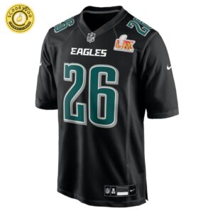 Men’s Nike Philadelphia Eagles Saquon Barkley Super Bowl LIX Carbon Black Fashion Game Jersey