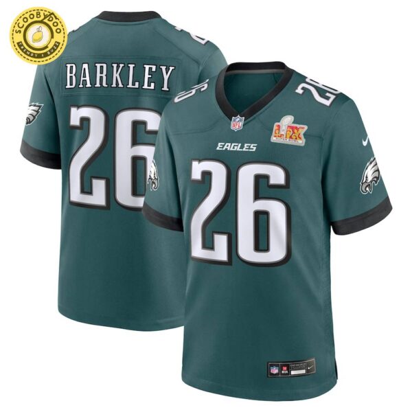 Men’s Nike Philadelphia Eagles Saquon Barkley Super Bowl LIX Midnight Green Jersey