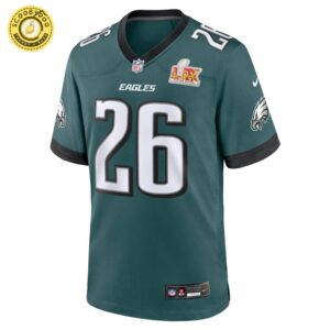 Men’s Nike Philadelphia Eagles Saquon Barkley Super Bowl LIX Midnight Green Jersey