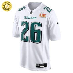 Men’s Nike Philadelphia Eagles Saquon Barkley Super Bowl LIX Tundra White Fashion Game Jersey