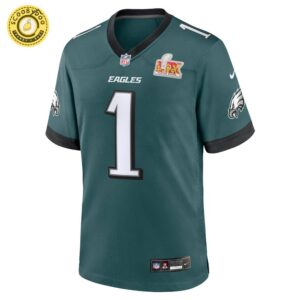 Men’s Philadelphia Eagles Jalen Hurts Nike Midnight Green Super Bowl LIX Game Player Jersey