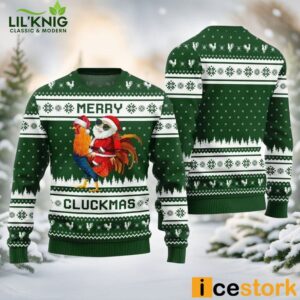 Merry Cluckmas Chicken Ugly Christmas Green Sweater