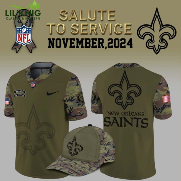 New Orleans Saints Nike Camo 2024 Salute to Service Jersey