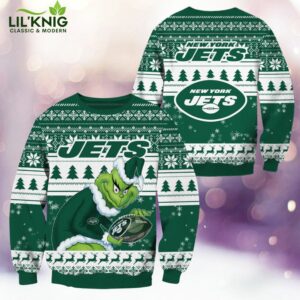 New York Jets Christmas Grinch Knitted Sweater – Cheerful Holiday Apparel