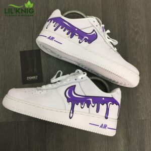 Nike Air Force 1 Custom Name Purple Swoosh – Personalized Sneakers