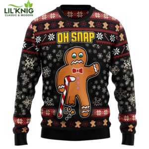 Oh Snap Bite Me Gingerbread Hot Design Ugly Sweater For Christmas 2024