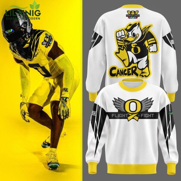 Oregon Football Ducks Cancer Flight Heroes Hot Design 2024 Yellow Sweatshirt