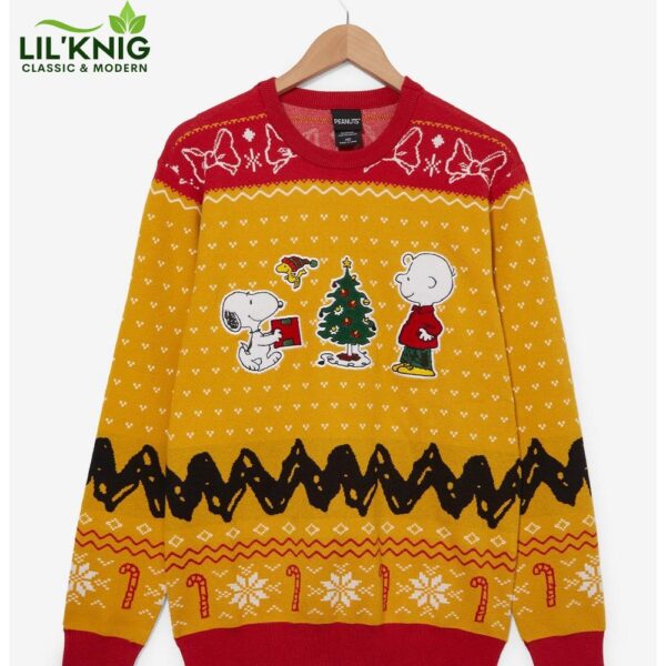 Peanuts Charlie Brown, Snoopy, And Woodstock Embroidered Holiday Sweater