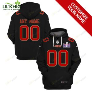 Personalized Name And Number Black San Francisco 49Ers Hoodie Jersey