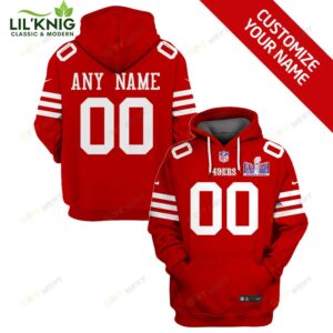 Personalized Name And Number Red San Francisco 49Ers Hoodie Jersey