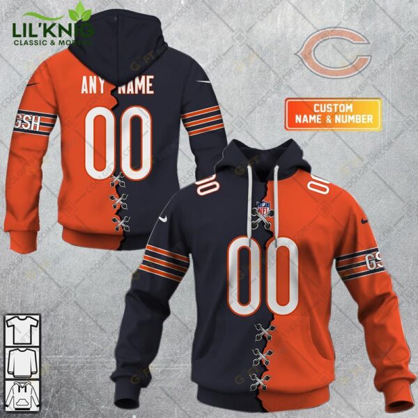 Personalized Nfl Chicago Bears Mix Jersey Style Hoodie