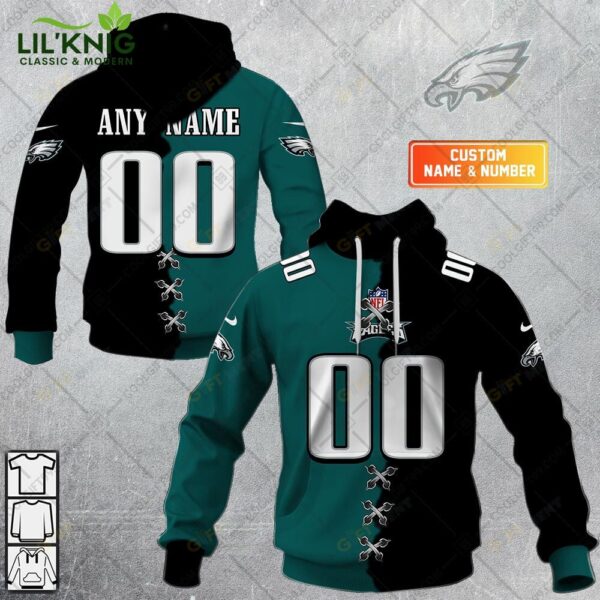 Personalized Nfl Philadelphia Eagles Mix Jersey Style Hoodie