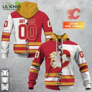 Personalized Nhl Calgary Flames Mix Jersey Hoodie